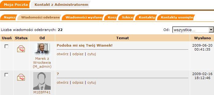 Miniaturki zdjęć w Wiadomościach odebranych i wysłanych